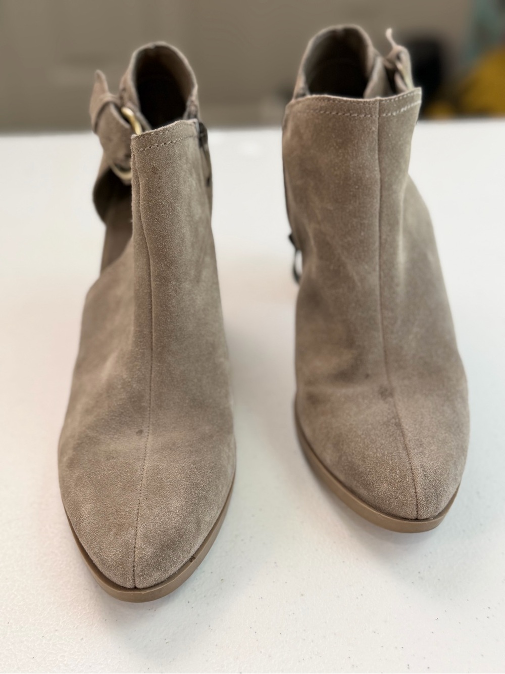 Franco Fortini Taupe Suede Western Ankle Booties Women’s Size 8